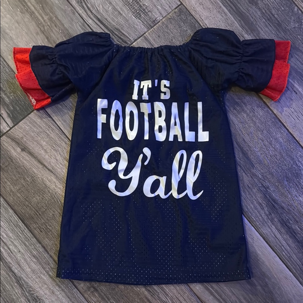 Kids Navy and Red Football Jersey Dress